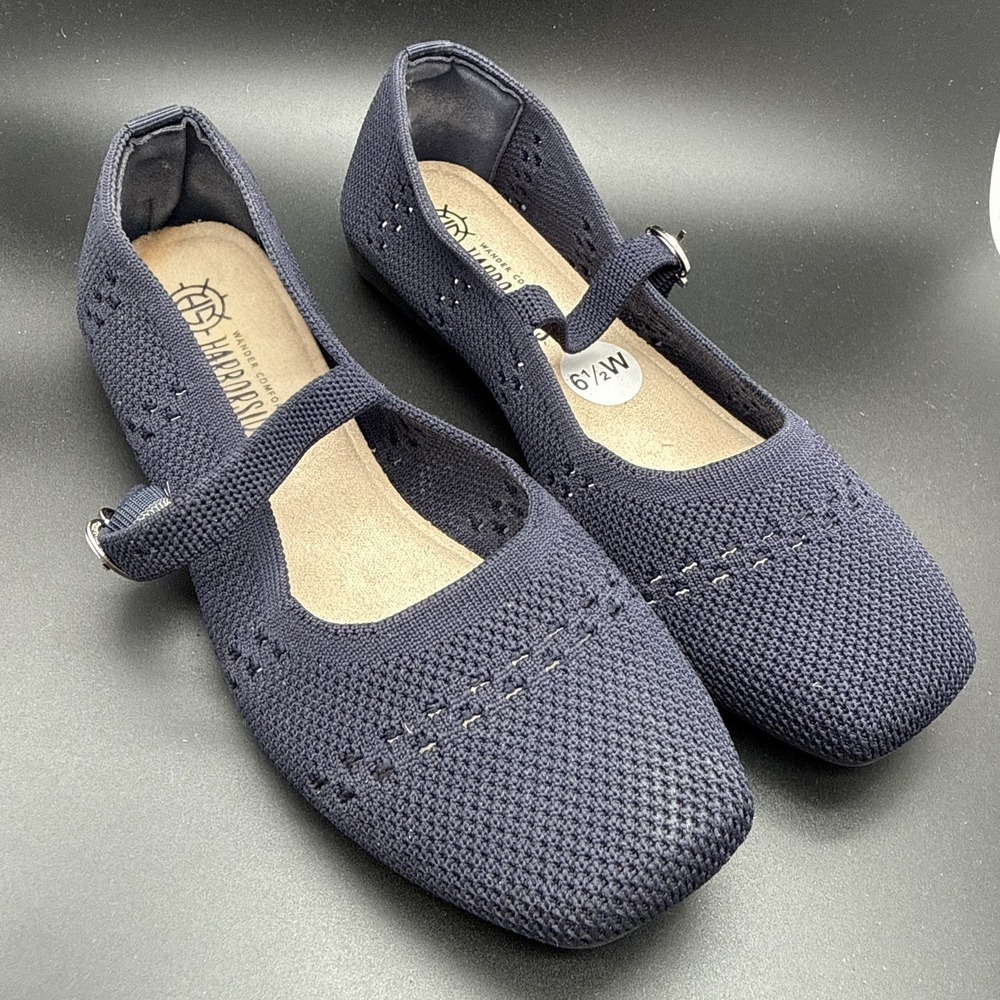 Harborsides Nile Navy Blue Comfort Mary Jane Flats Memory Foam Women 6.5W
